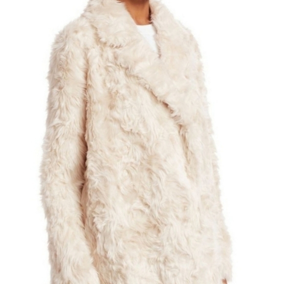 NWT Theory Clairene Jackson Ivory Faux Fur Jacket - Picture 5 of 8